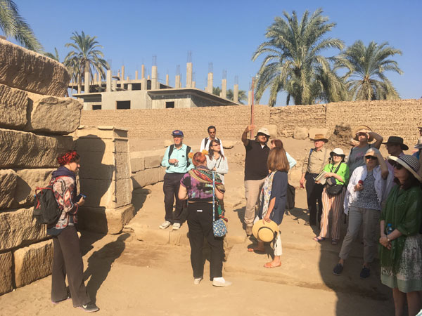 Our guide Amr El Sharqawy shares with us his knowledge of the temple of Montu at El Tod